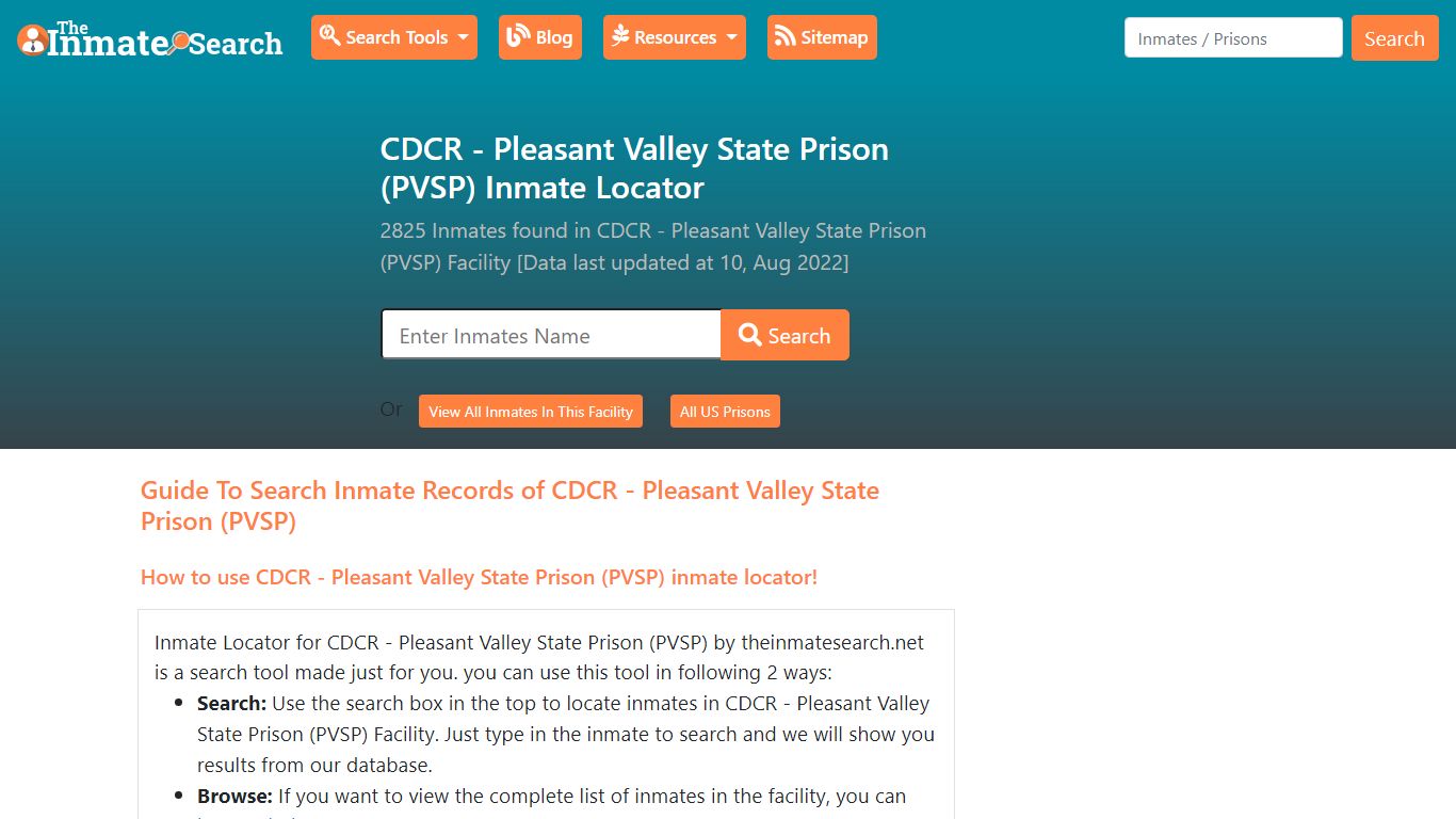 CDCR - Pleasant Valley State Prison (PVSP) Inmate Locator