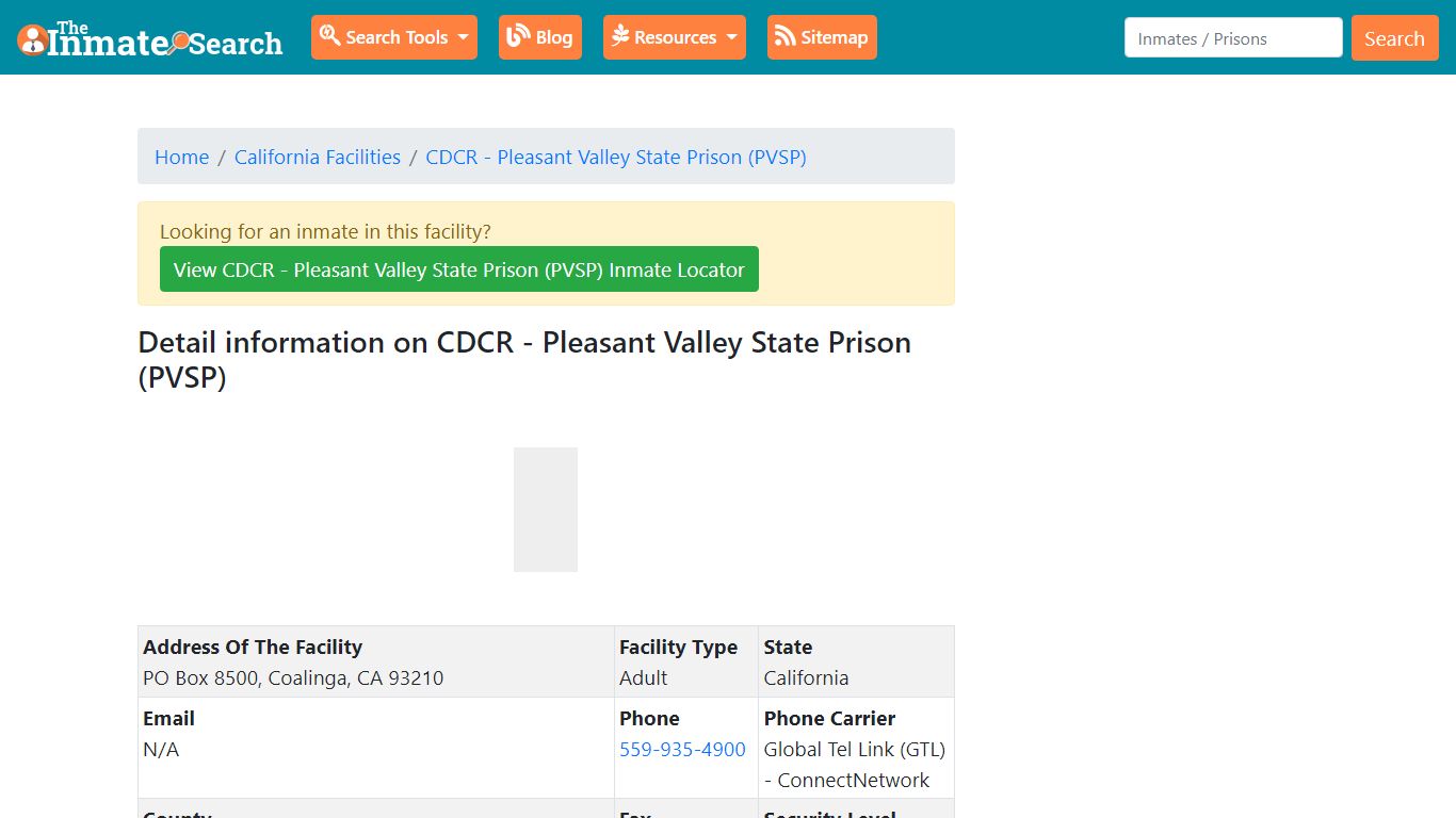 Pleasant Valley State Prison (PVSP) - The Inmate Search